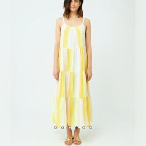 Lemlem Mazaa Cascade Stripe Tiered Midi Cover-up Dress
